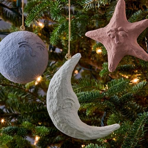 Cotton Mache Moon Ornament