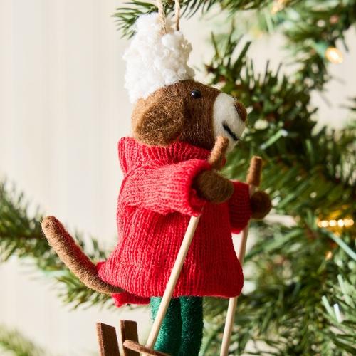 Felt Skiing Dog Ornament