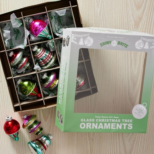 Shiny-Brite™ Colored Glass Shape Ornaments (Set of 9)
