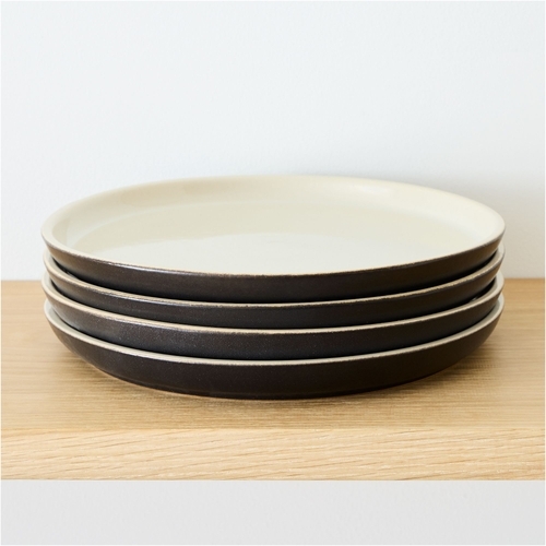 Kaloh Stoneware Dinner Plates, Black, Set of 4