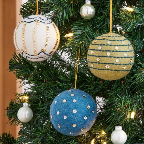 Tonal Felt Ball Ornaments (Set of 3)