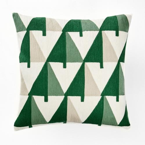 Crewel Colorblock Trees Pillow Cover