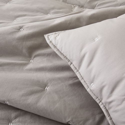 Organic Washed Cotton Quilt & Sham, Pearl Grey