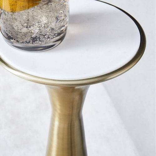 Silhouette 21" Stainless Steel Base Marble Top Pedestal Drink Table