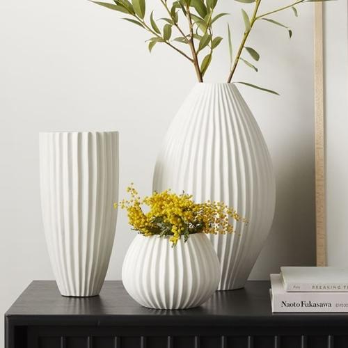 Sanibel Textured Ceramic Vases - White