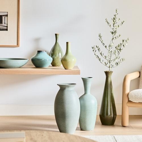 Glazed Ceramic Vases , Cool Tones