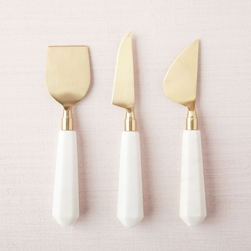 Marble + Brass Cheese Knives, Set of 3