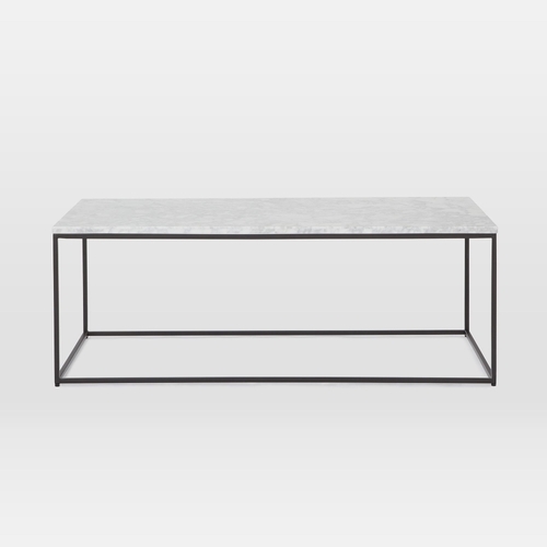 Streamline 44" White Marble Rectangle Coffee Table