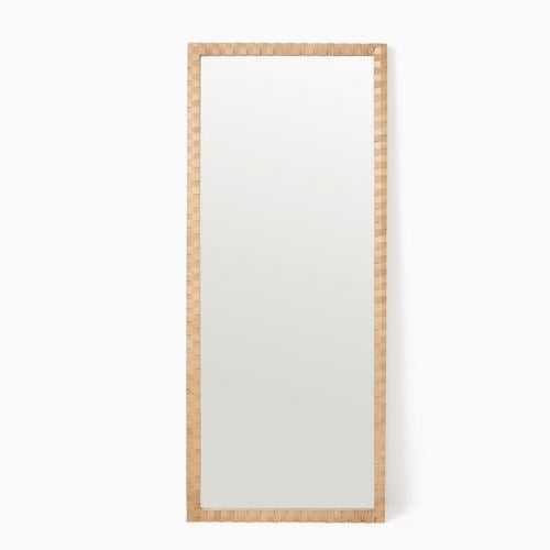 Cantilever Textured Wood Floor Mirror