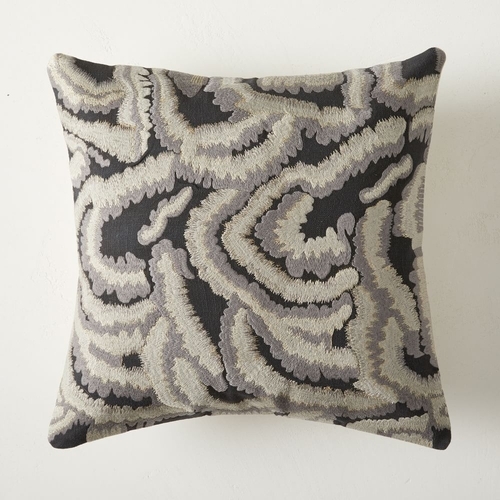Embroidered Metallic Fans Pillow Cover