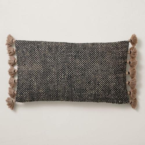Two Tone Chunky Linen Tassels Pillow Cover, 12"x21"