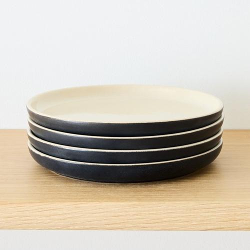 Kaloh Stoneware Salad Plates, Black, Set of 4