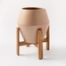 Ilya Turned Wood Planters - Speckled Stone