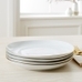 Organic Shaped Porcelain Dinnerware, Set of 4, Gold Rimmed