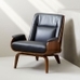 Paulo Bent Lounge Chair, Parc Leather, Black