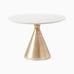 Silhouette Pedestal Round Dining Table - White Marble/Antique Brass