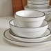 Utility Stoneware Dinnerware, Black & White, Set of 4