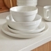Utility Stoneware Dinnerware, White, Set of 4