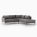 Andes 2-Piece Sectional, Distressed Velvet, Pewter