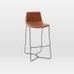 Leather Slope Counter Stool, Saddle Leather, Nut, Charcoal