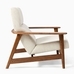 Midcentury Show Wood Highback Chair, Basket Slub, Dove, Dark Walnut