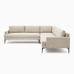 Andes L - Shaped Sectional, Twill Stone