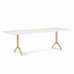Avery 74" Wishbone Dining Table, Winter Wood, Antique Brass