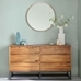 Metal Framed Mirror, Antique Brass, Round