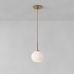 Sculptural Pendant, Antique Brass, Milk Glass Globe (8")