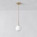 Sculptural Pendant, Antique Brass, Milk Glass Globe (8")