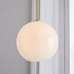 Sculptural Pendant, Antique Brass, Milk Glass Globe (8")