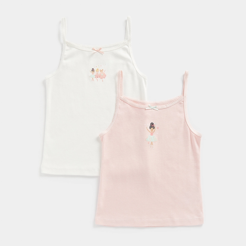 Buy Girls Sleeveless Vest -Pack of 2-White Online at Best Price