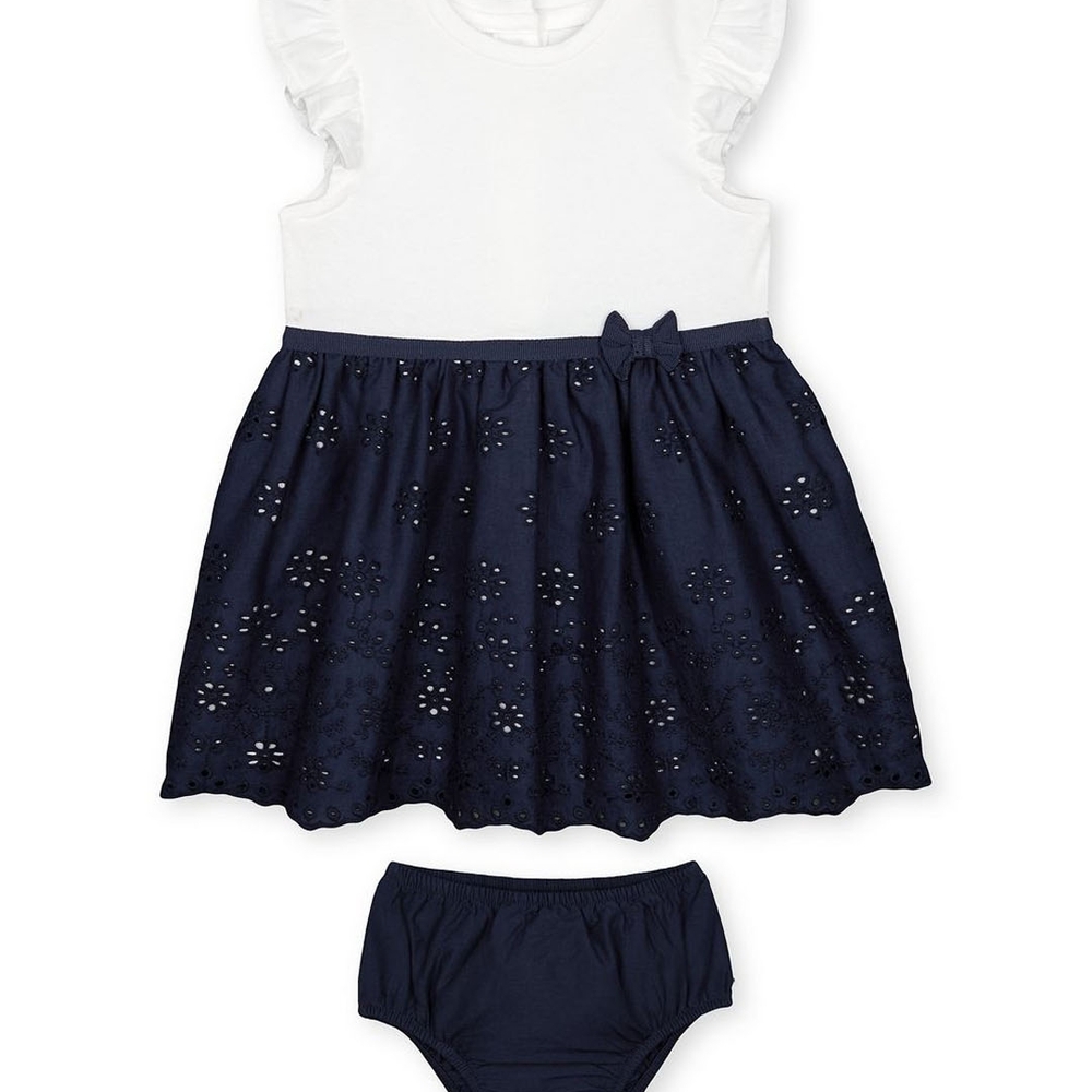 Buy Girls Sleeveless Dress And Knickers Set Bow And Lace Details - Navy  Online at Best Price