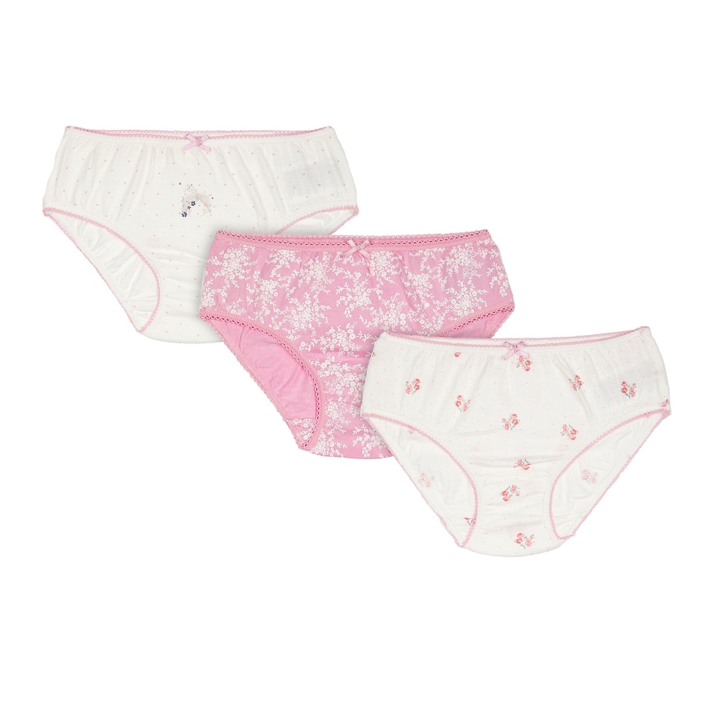 Girls 5 Pack Pink White and Black Briefs