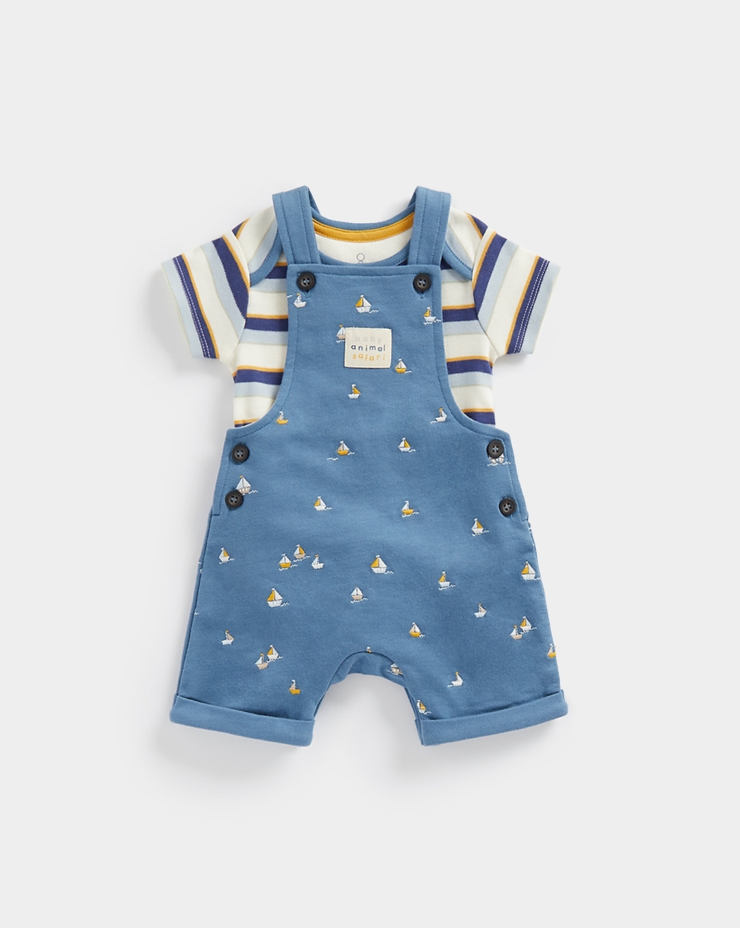 Boys Olive Printed Dungaree