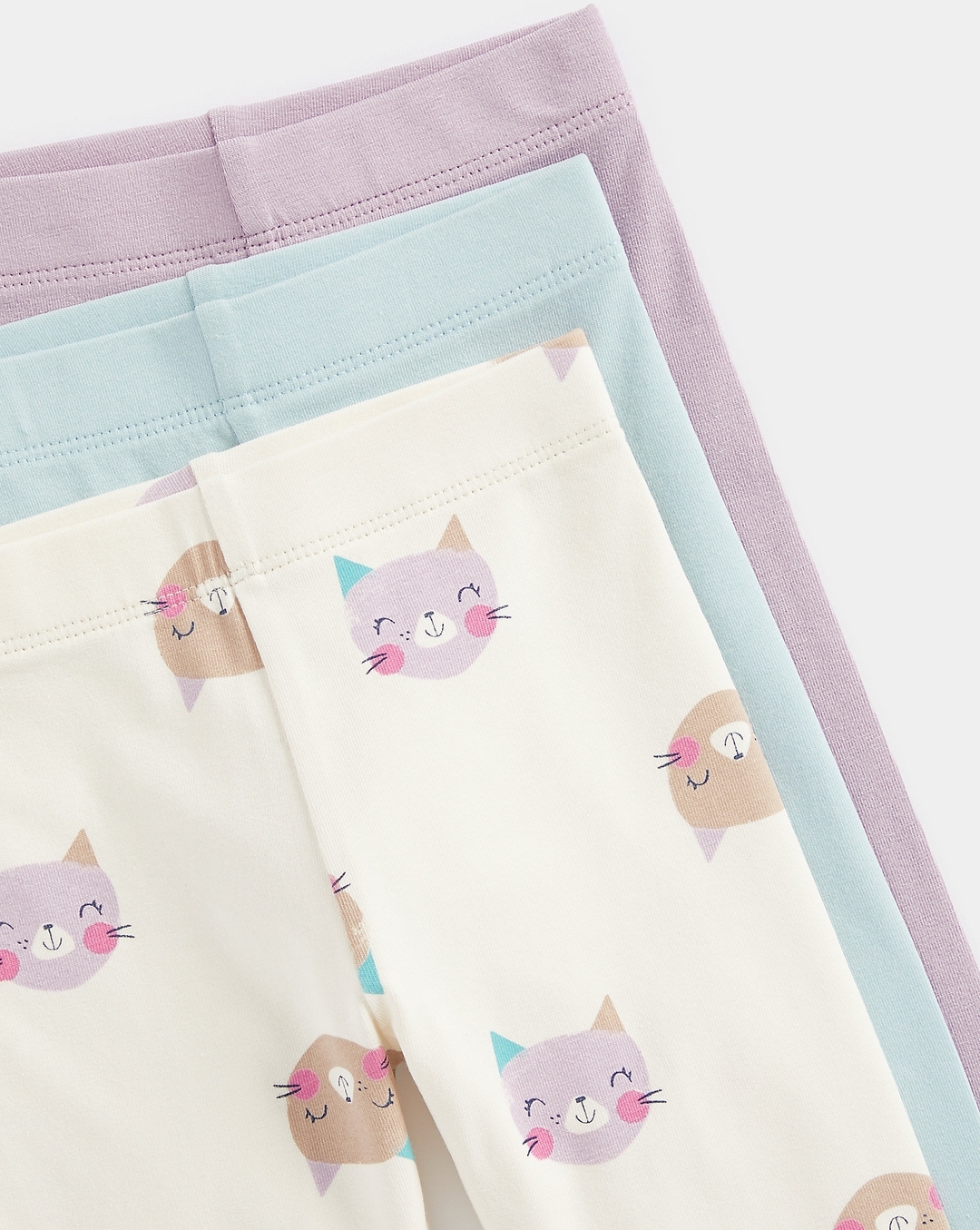 Mothercare Candy Kitty Girls Leggings -Pack Of 3 -Light Blue