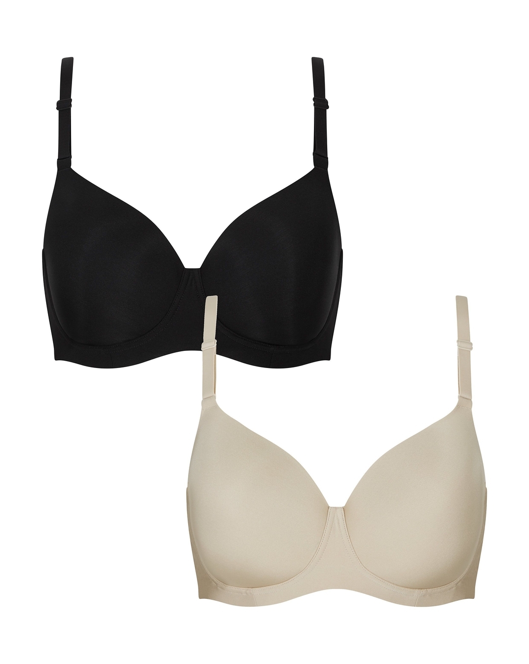Buy Black And Nude Smoothing T-Shirt Bras - 2 Pack Online at Best Price