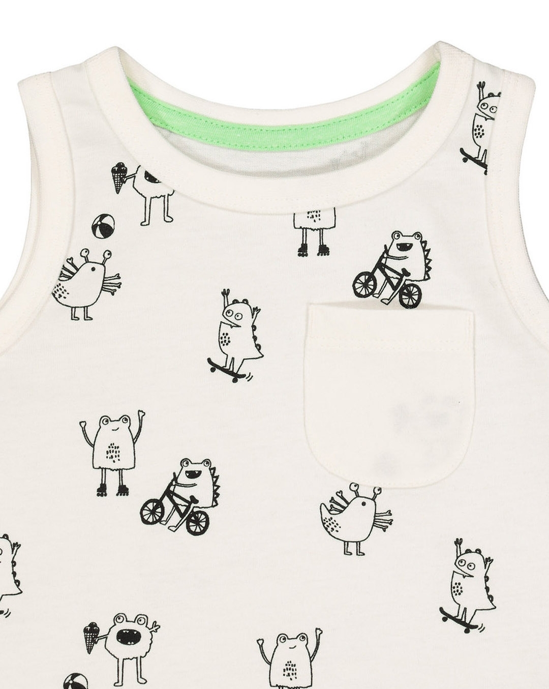 Buy Boys Short T-Shirt Set Monsters Print - White Green Online at Best  Price