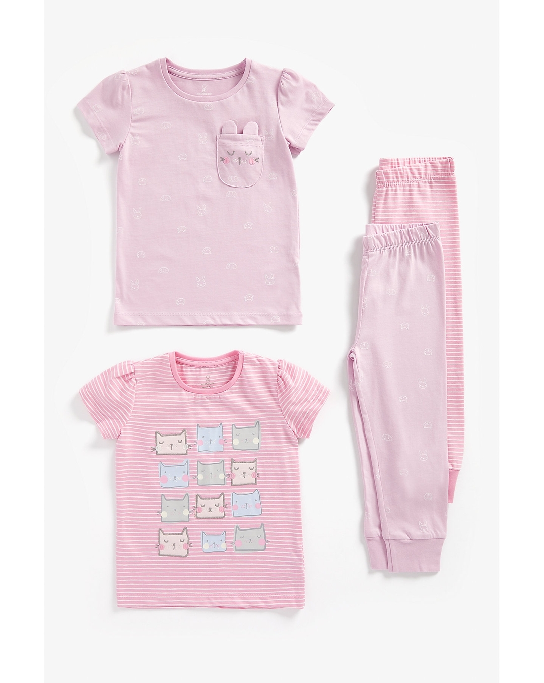 Buy Girls Half Sleeves Pyjama Set 3D Cat Details - Pack Of 2