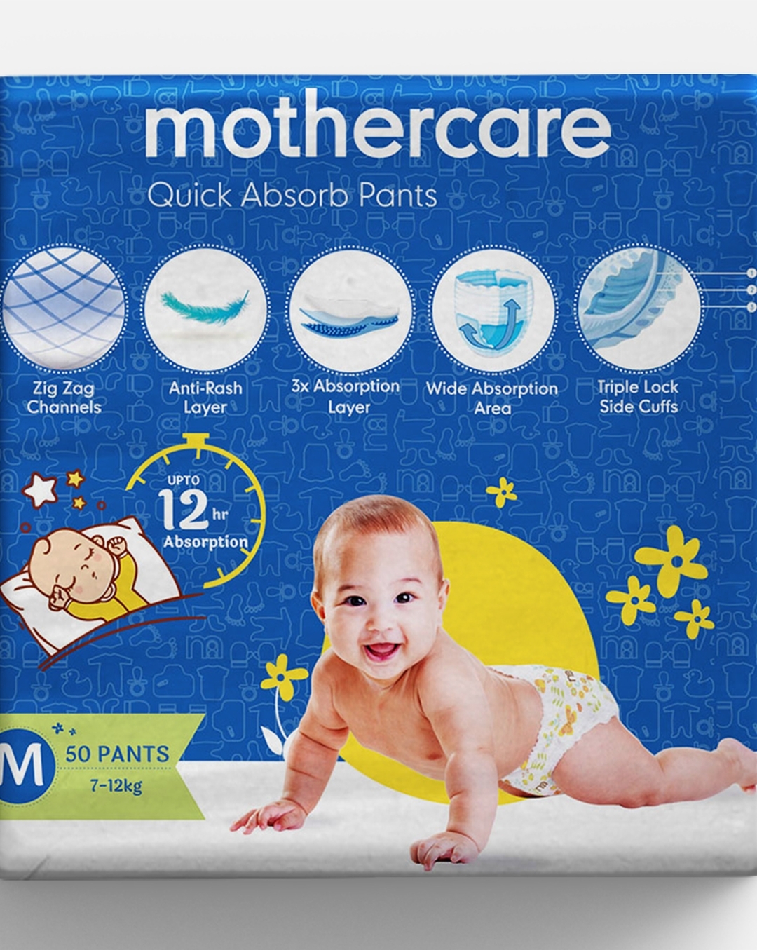 Buy Mothercare Quick Absorb Diaper Pants Medium- 50 Pcs Online at