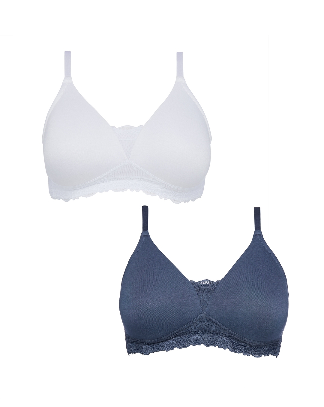 2pk Mothercare Maternity Bras Non-Wired Padded Lace Trim Pregnancy  Multipack New