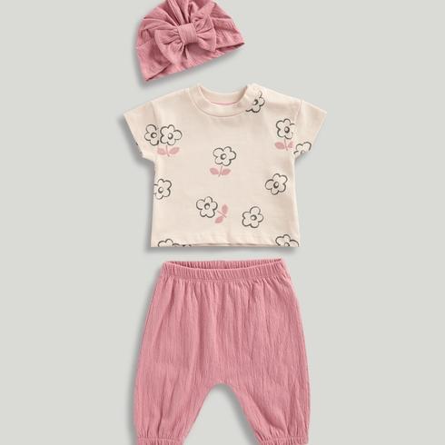 Mothercare Girls Fresh Bloom Contemporary 3-Piece Outfit Gift Set-Cream