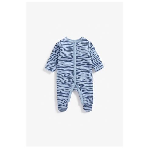 Boys Full Sleeves Wadded Sleepsuit Tiger Stripes - Blue