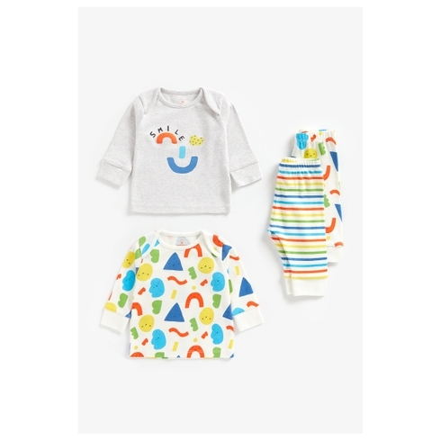 Unisex Full Sleeves Pyjama Set Rainbow Stripes - Pack Of 2 - Multicolor