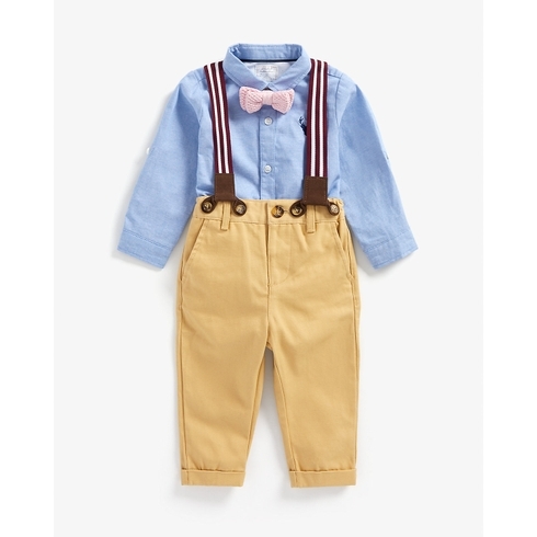 Boys Full Sleeves 2 Piece Party Set With Bow Tie - Multicolor