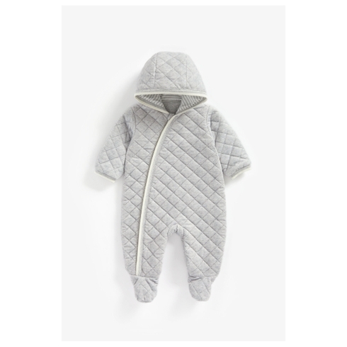 Unisex Full Sleeves Quilted Snowsuit Hooded - Grey