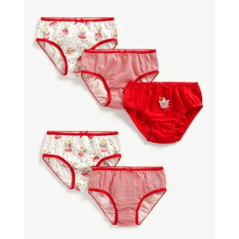 Girls Fairy Briefs-Pack Of 5-Multicolor