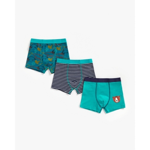 Boys Trunks Striped And Bear Print - Pack Of 3 - Multicolor