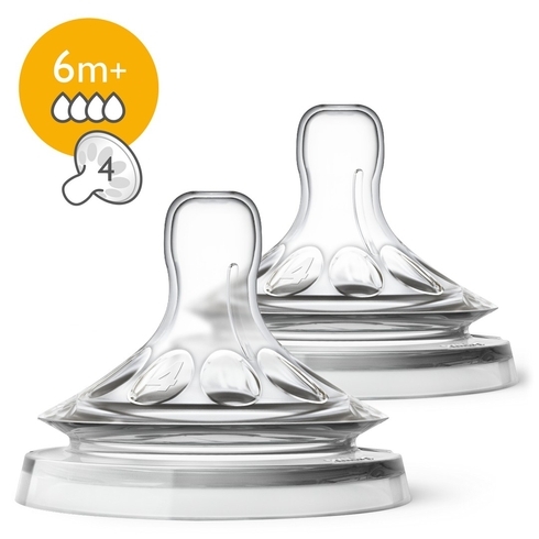 Avent fast flow 3 hole natural teats translucent pack of 2