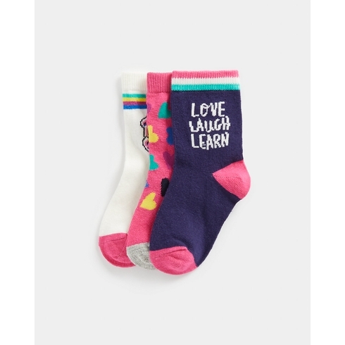 Girls Socks -Pack Of 3-Multicolor